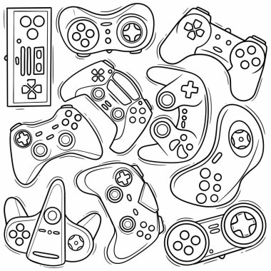 Joystick Denetleyici karalama vektör çizgisi sanatı