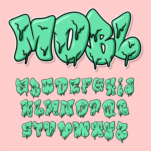 Graffiti Melt Cute Style Alphabet Vector — Vector de stock