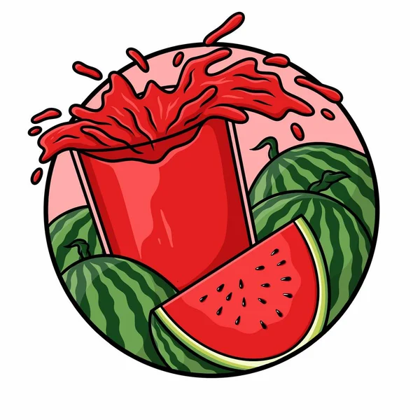 Splash Glass Watermelon Juice Vector Isolated — Stock Vector