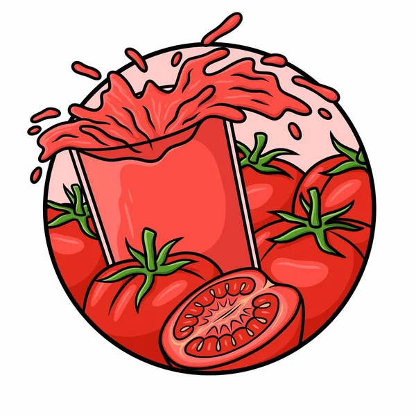 Vector Aislado Del Jugo Del Tomate Del Vidrio Del Chapoteo — Archivo Imágenes Vectoriales