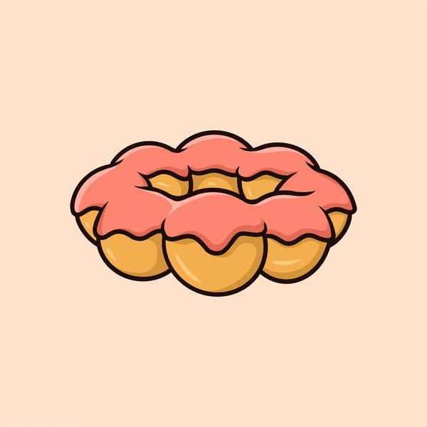 Mochi Donuts Vector Cartoon Ilustração — Vetor de Stock