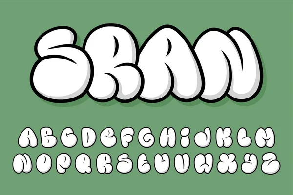 Alfabet Eenvoudige Bubble Graffity Tekst Vector Letters — Stockvector