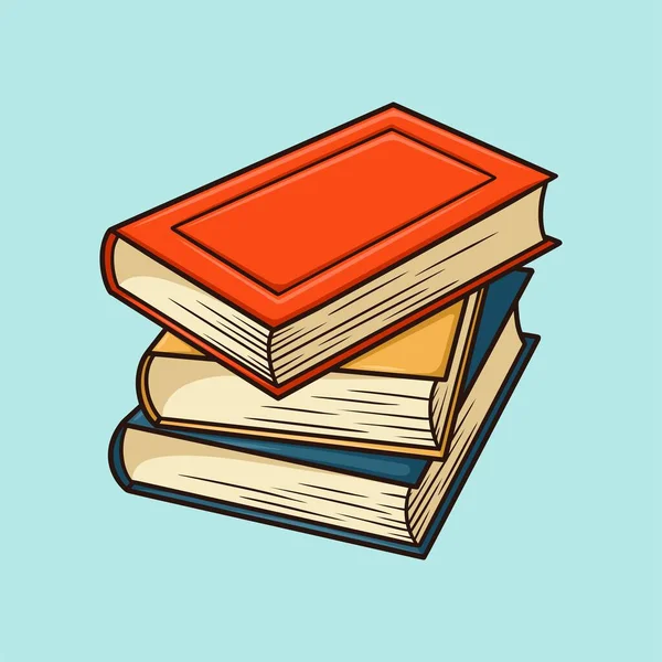 Stack Three Books Vector Cartoon Illustration — 스톡 벡터