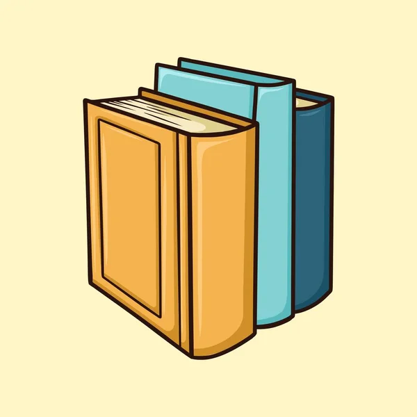 Three Books Standing Line Vector Cartoon Illustration — Vector de stock