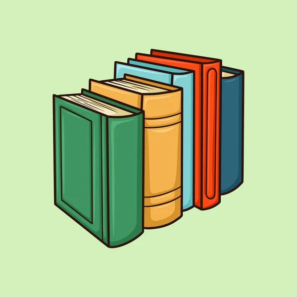 Five Books Lined Vector Cartoon Illustration — Vector de stock
