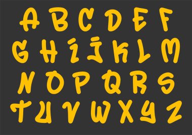 Alphabet Simple Cute Graffiti Cartoon vector Illustration
