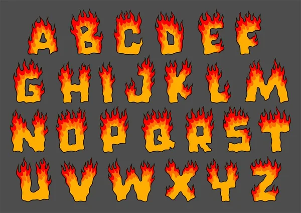 Alphabet Fire Cartoon Vector Illustration — Vetor de Stock