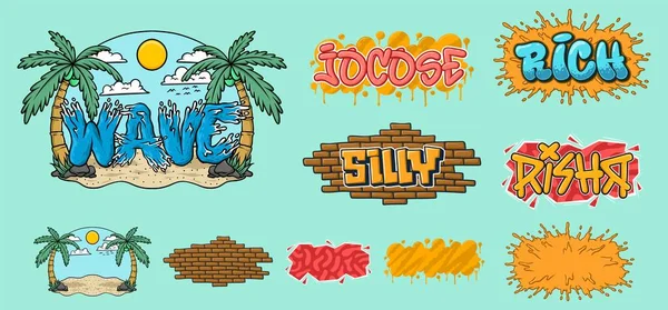 Graffiti Tle Zestaw Vector Cartoon — Wektor stockowy