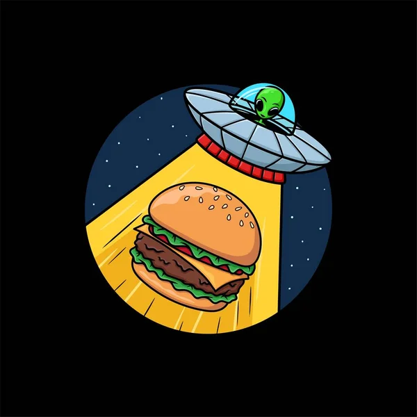 Uzaylı Ufo Burger Vektör İllüstrasyonu