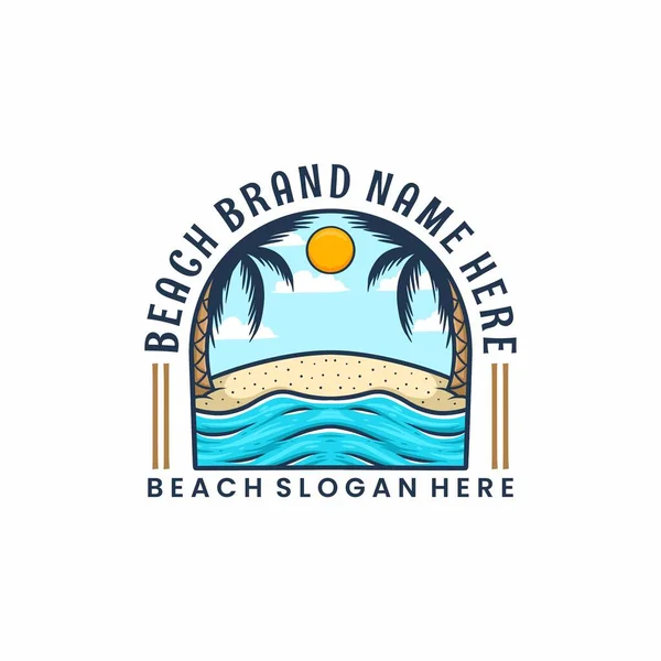  Logo Plajı Amblemi Yaz Çizgi Film Vektörü