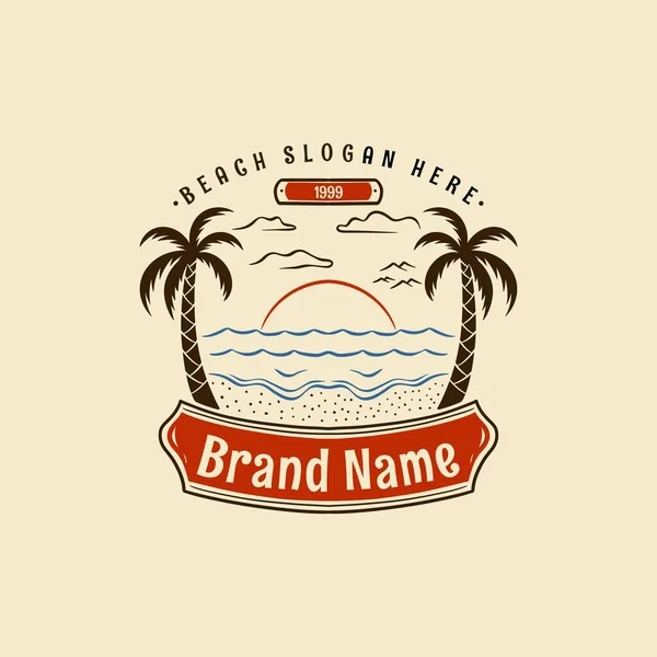 Logo Plajı Vintage Çizgi Film Vektörü