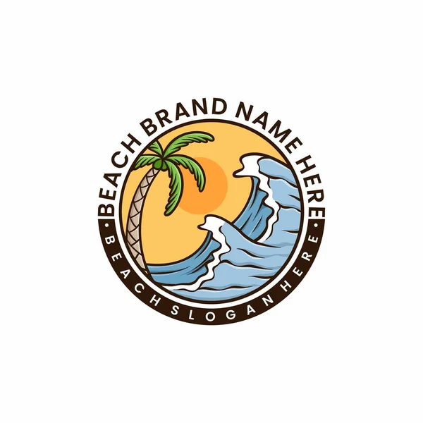 Logo Plajı Yaz Karikatür Vektörü