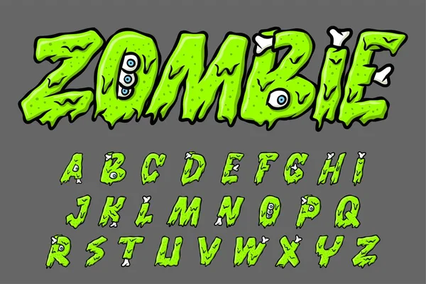 Alphabet Xombie Monster Melt Text Vector Letters — Stock Vector