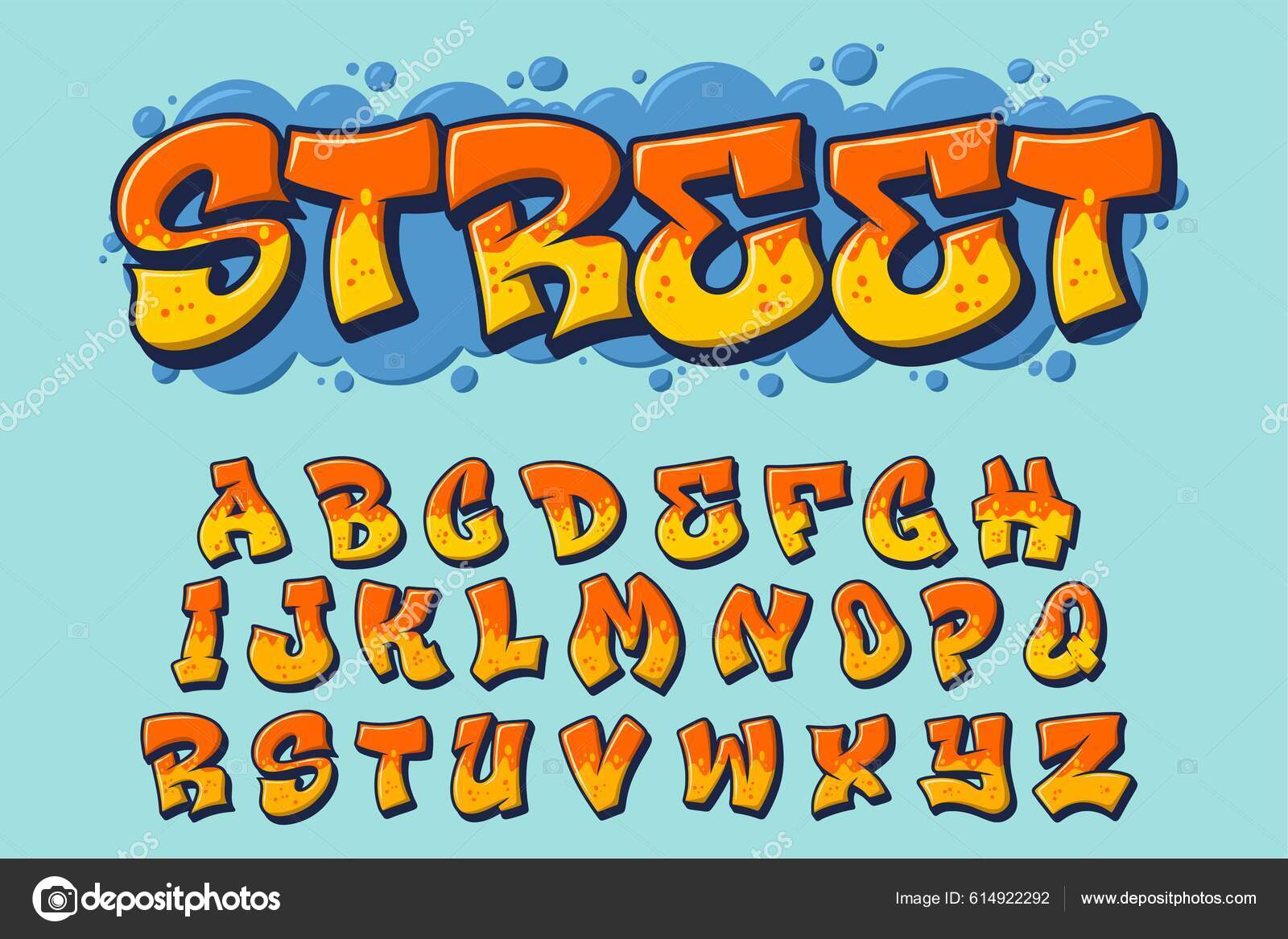 Alfabeto Street Graffiti Testo Vettore Lettere - Vettoriale Stock di ...