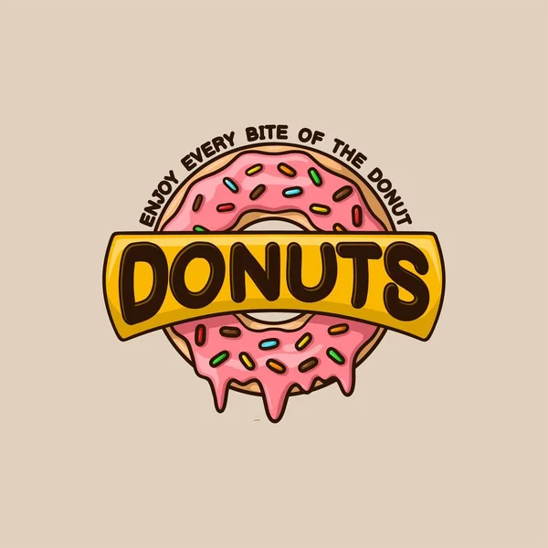 Donuts Logo Leuke Cartoon Vector Illustratie — Stockvector