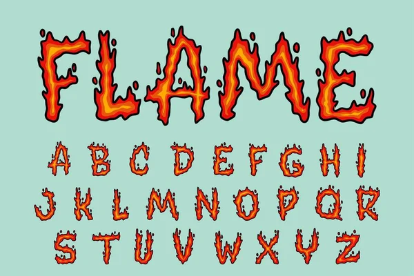 Flame Alphabet Fire Graffiti Vector Texto Cartas — Vector de stock