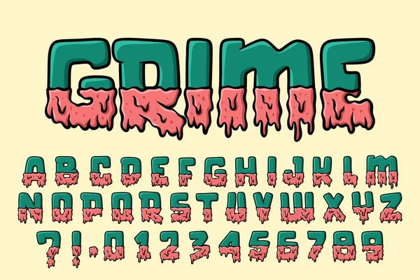 Derretir Grime Alphabet Monster Graffiti Vector Texto Cartas — Vector de stock