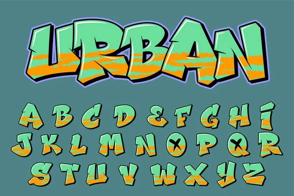 Urban Street Alphabet Graffiti Vector Texto Cartas — Archivo Imágenes Vectoriales