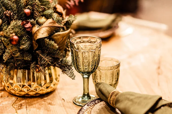 Festliches Neues Jahr Weihnachtliches Tischdecken Foto — Stockfoto