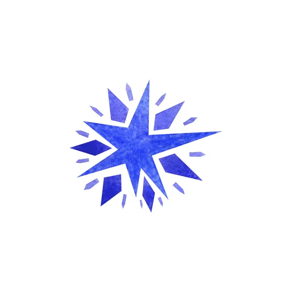 Aquarela estrela azul floco de neve elemento isolado — Fotografia de Stock