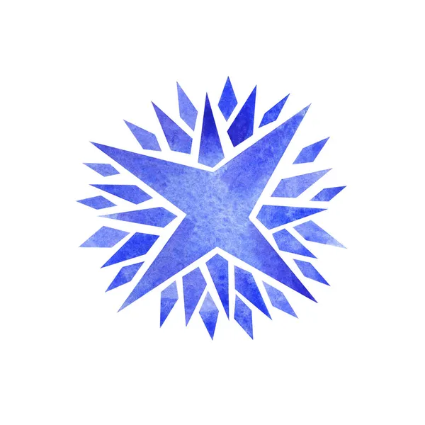 水の色青い星雪の結晶孤立要素 — ストック写真
