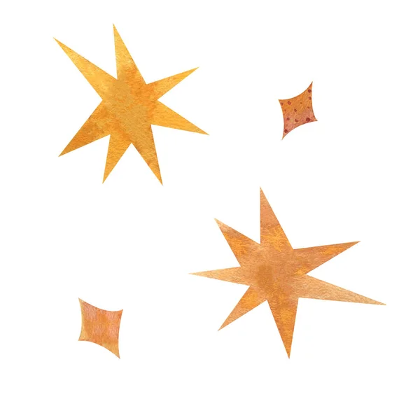 Conjunto de acuarelas de estrellas doradas —  Fotos de Stock