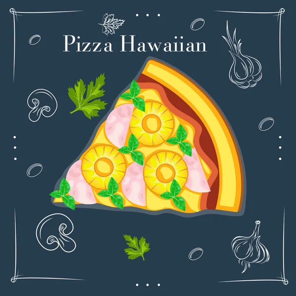 Hawaiian Pizza Flat Design Canadian Icon with Side Shadow — Stock Photo, Image