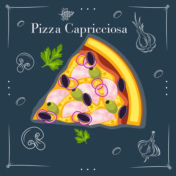Kaprisli pizza, jambon, mantar, enginar.