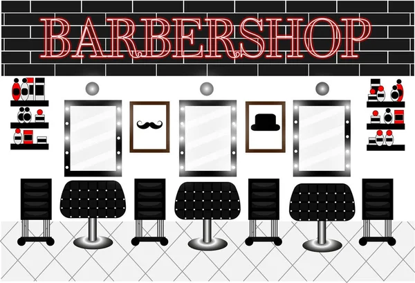 Fryzjer salon fryzjerski wnętrza i fryzjerzy i pracy. — Zdjęcie stockowe