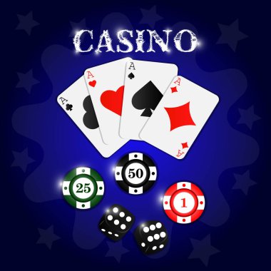 İskambil kağıtları ve poker fişleri uçuyor.