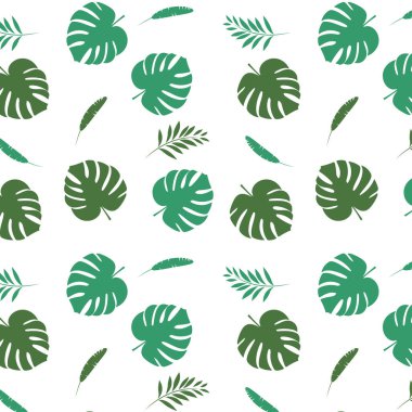 Modern tarz tropikal yapraklar canavar arkaplan vektörü deseni