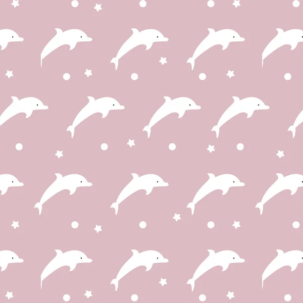 Padrão de golfinho em estilo moderno vetor Papel de parede design com textura animal bonito —  Vetores de Stock