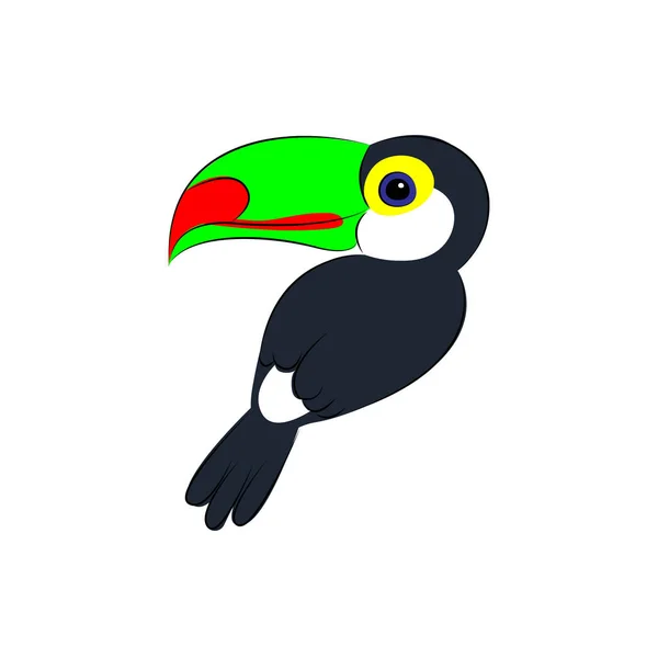 Cute toucan ilustracja w płaskim stylu kreskówki jasne kolory tropiki przyrody do dekoracji tekstylnych — Wektor stockowy