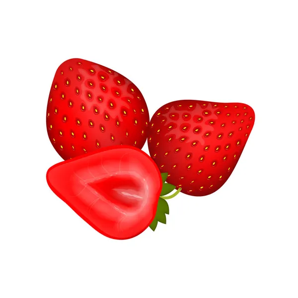 Λαμπερή ζουμερή φράουλα για διακόσμηση συσκευασίας καλλυντικών τροφίμων. Απομονωμένη φράουλα. — Διανυσματικό Αρχείο
