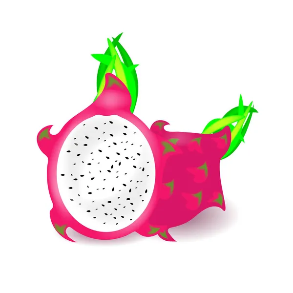 Дракон фруктов pitahaya нарезанный и весь, реалистичный дизайн тропических продуктов спелых pitahaya сочные тропические фрукты — стоковый вектор