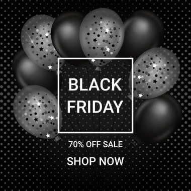 Balonlu Kara Cuma indirimi. Modern tasarım. Posterler için genel arkaplan