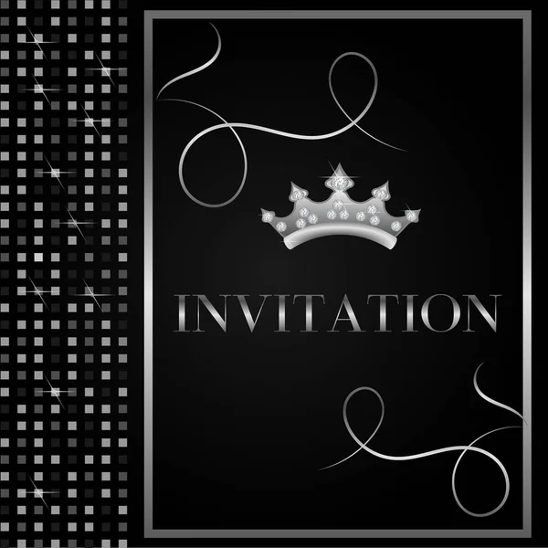 WebPlatinum VIP uitnodiging template met kroon, sprankelingen — Stockfoto
