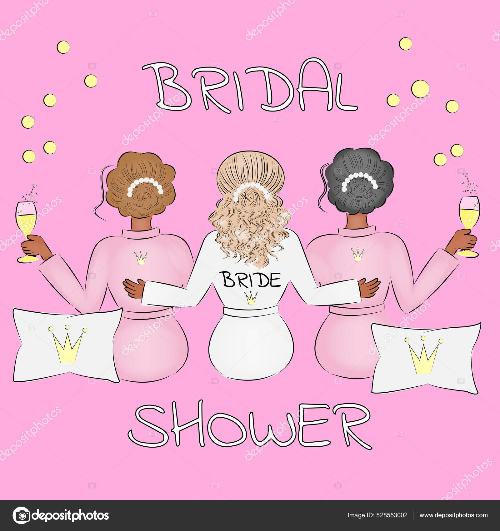 Luxus Junggesellenabschied zwei Brautjungfern und die Braut  Stock-Vektorbild von ©guzal27 528553002, image size:1600x1700