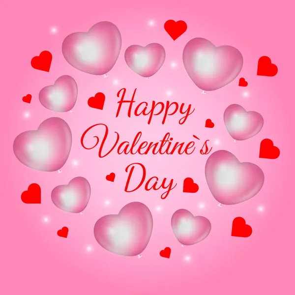 Happy Holidays Happy Valentines Day Karta powitalna z balonami serca i typografia Happy Valentines Day tekst — Zdjęcie stockowe