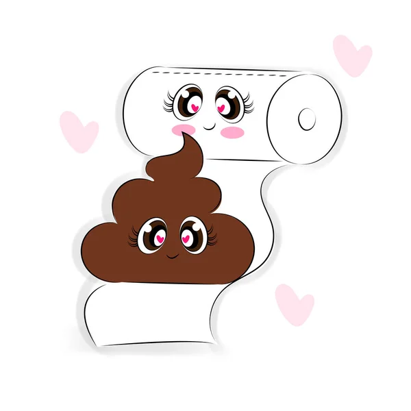 Cute couple love each other shitting and kissing toilet paper lovers on valentines day february 14 cute illustration positive humorous picture for valentines day