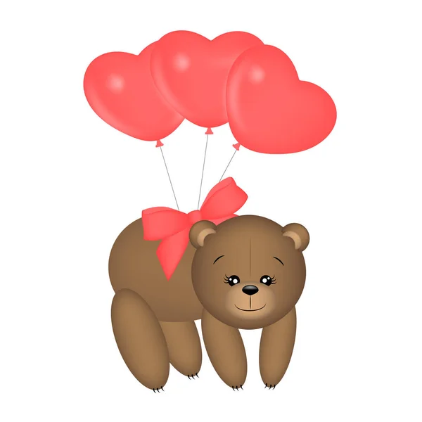 Teddybär auf Luftballons niedlich Liebe Valentinstag Karte für glückliche Frauen Mütter Valentinstag Geburtstag Grußkarte Design T-Shirt Textildruck — Stockvektor