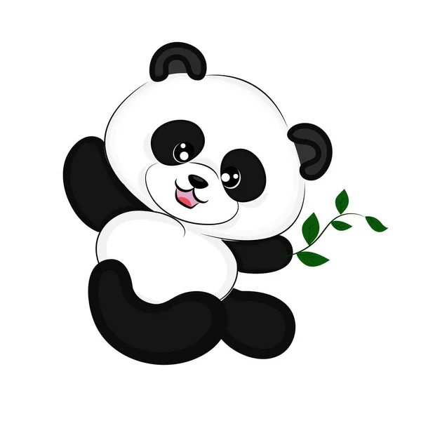 Panda mignon ours en peluche bébé nature pure écologie faunique dessiné à la main t-shirt imprimé enfants textiles emballage décoration — Image vectorielle