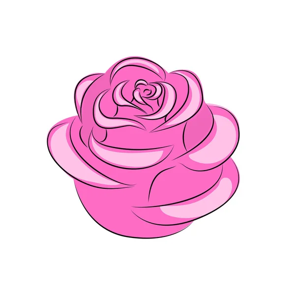 Rosa rosa isolata su disegno bianco elemento illustrazione modelli per cartoline brochure etichette per imballaggi Stampa su tessuti per t-shirt design Illustrazione vettoriale — Vettoriale Stock