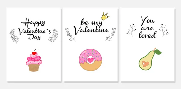 Valentines estilo doodle templates com coleção de letras de design moderno brilhante Valentim conceito conjunto coleção para banner papel de parede cartão de saudação — Vetor de Stock