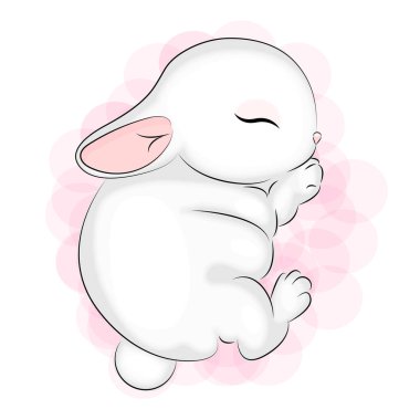 Tavşan yavrusu, şirin bebek beyaz tavşan, beyaz arka planda izole edilmiş hayvan resimleri, bebek partisi için tekstil baskısı, paskalya, bebek süslemeleri, doğum günü davetiyeleri, poster, çocuklar, bebek, selam.