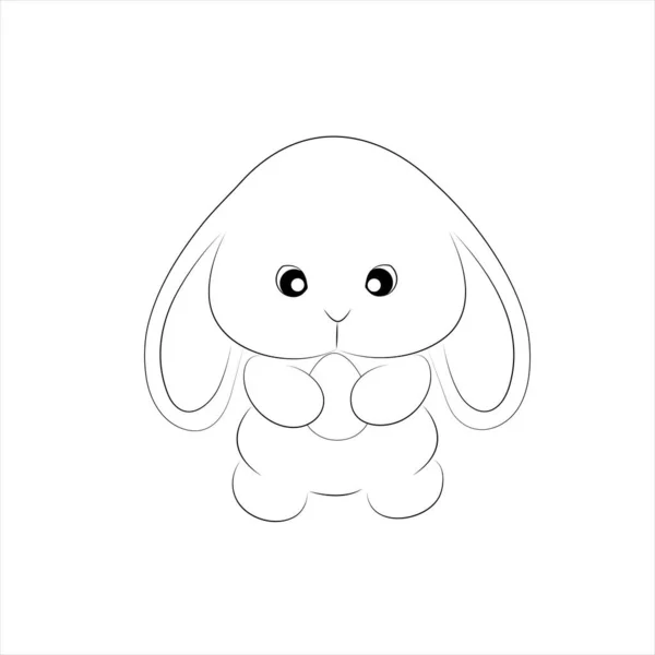 Розмальовка, милий великодній кролик, що тримає яйце, красива контурна ілюстрація ізольована на білому тлі. одна лінія. Розмальовка для дітей та дорослих. Друк на футболці, чашці, дитячій — стоковий вектор