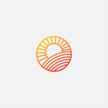 line art sun logo vector template