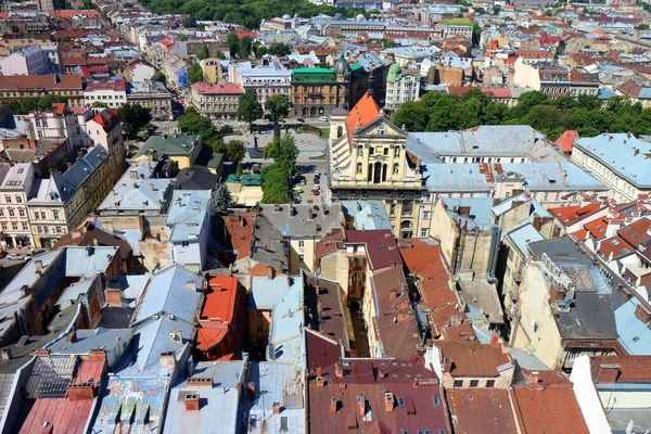 Панорама Старого Исторического Центра Львова Украина Европа Вид Город Воздуха — стоковое фото