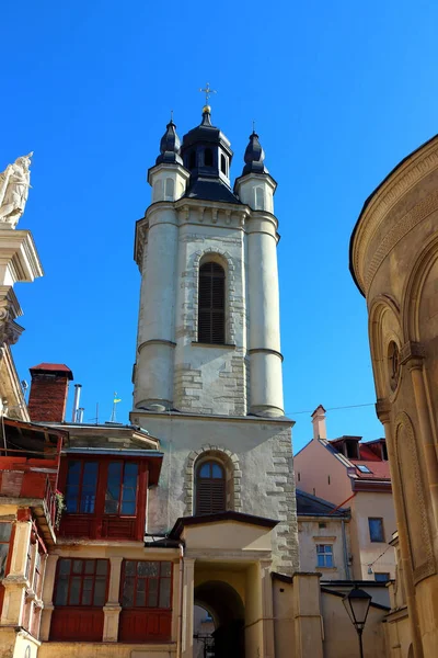 Architecture Ancienne Est Quartier Arménien Dans Vieille Ville Lviv — Photo