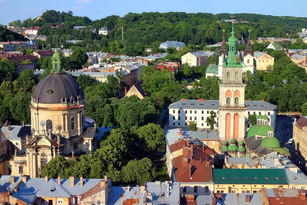 Panorama Antigo Centro Histórico Cidade Lviv Ucrânia Europa Vista Cidade — Fotografia de Stock